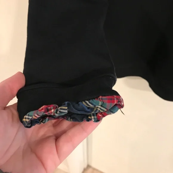 J.Crew Black Crewneck Sweatshirt with plaid frill lining and gold zipper… - Picture 3 of 10
